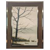 Framed Michael Hill Print On Panel Barren Tree