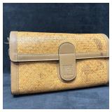 Anne Klein Woven Straw and Leather Shoulder Bag