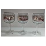 3 Covered Bridge Friendly Village Glassware Goblet