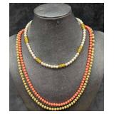 Faux Pearl And Yellow Crystal And Gold Tone And Pi