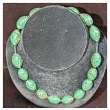 Vintage Italian Murano Green Art Glass Bead Neckla