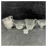 Fostoria American Clear Glass Set Salt Cellar Pitc