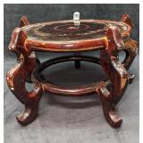 Chinese Wood Base For Vase Or Pot With Lacquered F