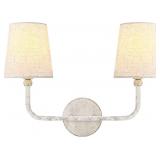 Elegant 2-Light Wall Sconce Fabric Shade