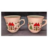 2 Retired Jamestown China Joy of Christmas Mugs A