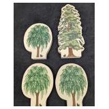 4 Cat's Meow Wood Willow & Redwood Trees