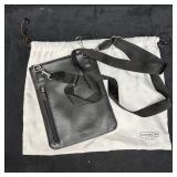 Coach Black Leather Crossbody Messenger Bag with A