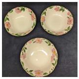 3 Retired Franciscan Desert Rose 8' Round Vegetabl