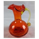 Vintage Red Crackle Glass Small Vase