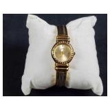 Pierre Jacquard Gold Tone Bangle Womans Watch