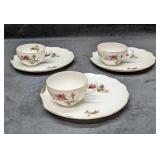 3 Sets Of Vintage Rose Teacup And Saucer Tea Party