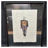 Signed Mixed Media Figurative Artwork Textured Art