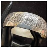 Sterling Silver Wide Cuff Bangle Bracelet Textured