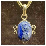 Oval Lapis Lazuli Gemstone Sterling Silver Bezel P