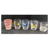 5 Vintage Handle & State Shot Glass Shot Glasses