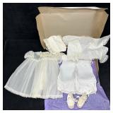 Vintage Baby Christening Outfit Set Dress Bonnet S