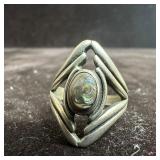 Abalone Shell Small Oval Inlay Silver Ring