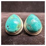 Tear Drop Shaped Turquoise 925 Silver Earrings