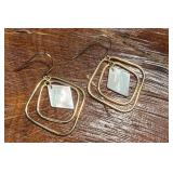 14k JCM Gold Mother Of Pearl Dangle Earrings