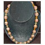 Vintage Italian Murano Pink And Gold Art Glass Bea