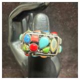 Multi Color Gemstone Cabochons Beaded Setting Ster