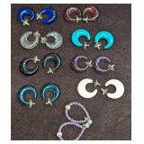 9 Colorful Resin Circle Hoop & Beaded Freshwater P