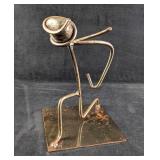 Hand-Madeï¿½Metal Abstract Bowing Man Sculpture