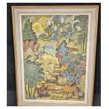 Vintage Indian Ubud Artist Original Folk Art Paint