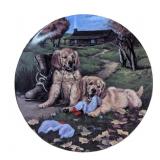 Linda Budge Boot Bandits Golden Puppy Plate