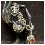 Crystal Glass Ornate Charm 800 Silver Puff Chain L