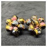 Murano Venetian Art Glass Lamp Work Black Floral F