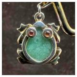 Jade Garnet Frog Sterling Silver 925 Charm