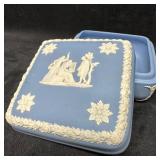 Wedgwood Blue Jasperware Trinket Jewelry Box Squar