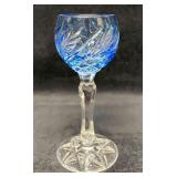 Light Blue Cut Glass Liquor Glass