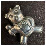 Teddy Bear Ornament Pendant Cast Hollow Silver Jew