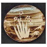 Vintage Pottery 11' Floral Decorative Glazed Plate