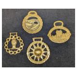 4 Vintage Heavy Commemorative Horse Brasses