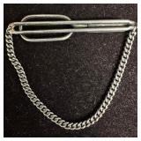 Swank Sterling Silver Vintage Tie Clip with Chain