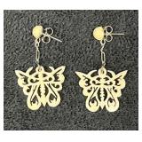 Hand Carved Bone Butterfly Dangle Earrings