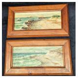 2 Vintage Oil On Flat Canvas Seashore Originals