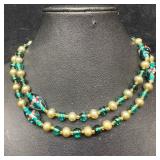 Venetian Murano Lamp Work Art Glass Green Floral P