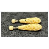 Hand Carved Bone Dangle Earrings