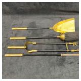 Brass Fireplace Tools Set of Four 4 Poker Shovel B