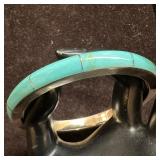 Turquoise Channel Inlay Bangle Bracelet Mex 925