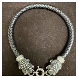 Vintage Cabot Black Braided Necklace Choker Silver