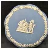 Wedgwood Blue Jasperware Trinket Jewelry Box Round