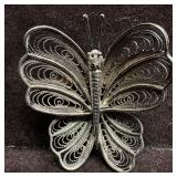 Mid Century Style Filigree Silverwork Butterfly Fi