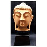Meditating Buddha Head Sculpture on Stand - Concre