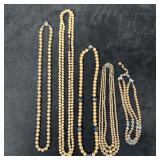 Faux Pearl Costume Jewelry Necklace Set of Five Ne