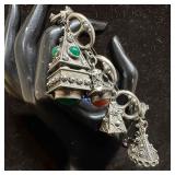 800 Silver Fob Gemstone Cabochon Charm Etruscan Re